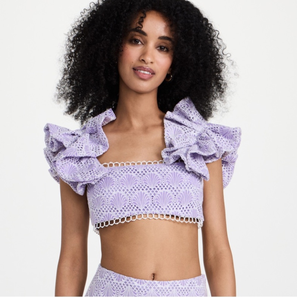 SAYLOR Rogue Lilac Eyelet Crop Top NWT!